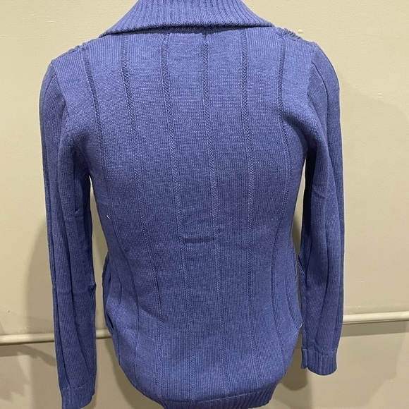 Lavane sweater cardigan blue Shaw collar regular fit knitted - Picture 3 of 3